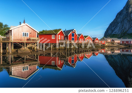 Iconic Red Rorbu Cabins 128896251