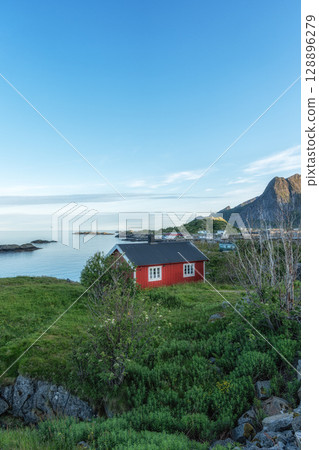 Red Rorbu in Lofoten 128896279