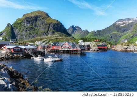 Red Rorbu cabins in A village Red Rorbu cabins in A village 128896286
