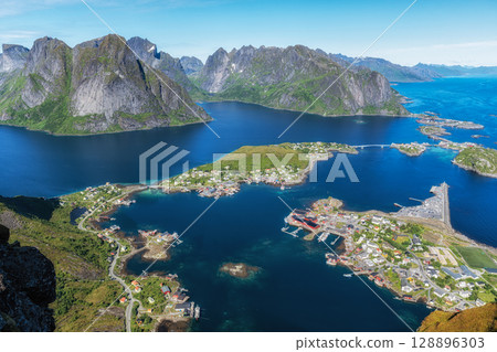 View of Reine from Reinebringen View of Reine from Reinebringen 128896303