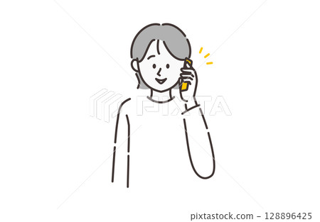 一位女士使用智慧型手機的插圖 一位女士使用智慧型手機的插圖 128896425