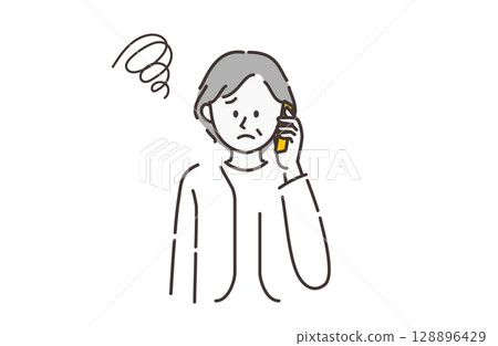 一位不滿的老年婦女在電話裡說話的插圖 128896429