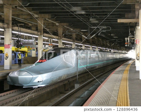 The Shinkansen high-speed test vehicle ALFA-X parked at Omiya Station The Shinkansen high-speed test vehicle ALFA-X parked at Omiya Station 128896436
