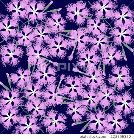 Delicate and cute dianthus seamless pattern 128896520