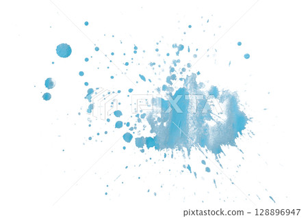 Light blue splash watercolor brush isolated on transparent background 128896947