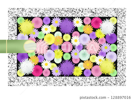 Colorful chrysanthemums floating on the water 128897016