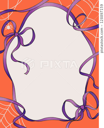 絲帶框架萬聖節橙色 128897159