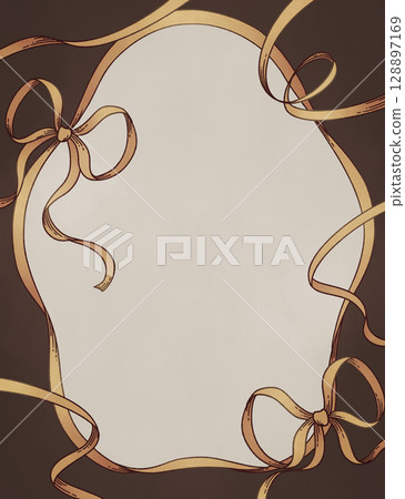 散落絲帶的框架 - 金色和黑色 128897169