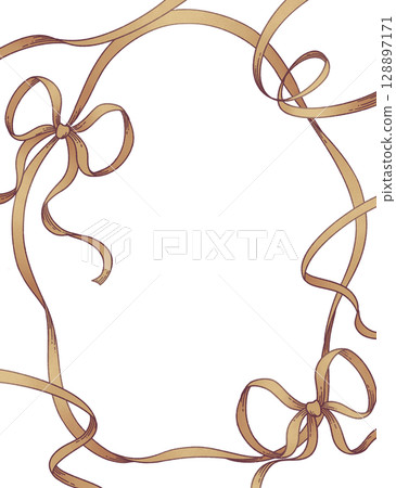 棕色框架與散落的絲帶 128897171