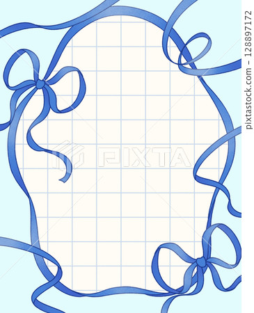 散落絲帶的框架 - 淺藍色/藍色 128897172