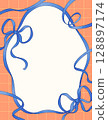 帶有散落絲帶的框架-藍色和橙色 128897174