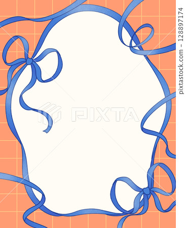 帶有散落絲帶的框架-藍色和橙色 128897174