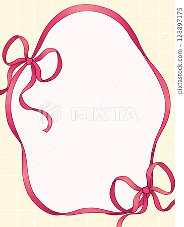 散落絲帶的框架-紅色和黃色 128897175
