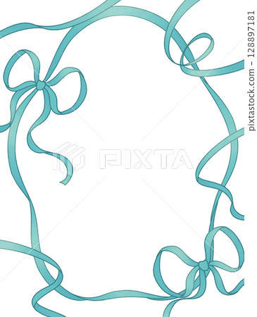 帶有散落絲帶的綠色框架 128897181