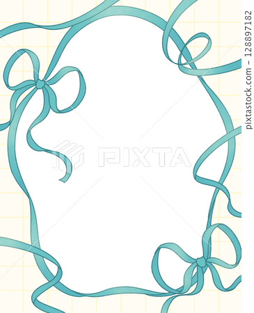 帶有散落絲帶的框架 — 綠色和黃色 128897182