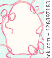 散落絲帶的框架 - 粉紅色和淺藍色 128897183