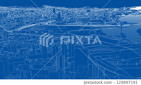 Urban modern landscape. Vector rendering of 3d Urban modern landscape. Vector rendering of 3d 128897191