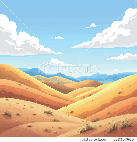 Vsai rolling sand dunes stretching under a cloudy sky in the desert 128897600