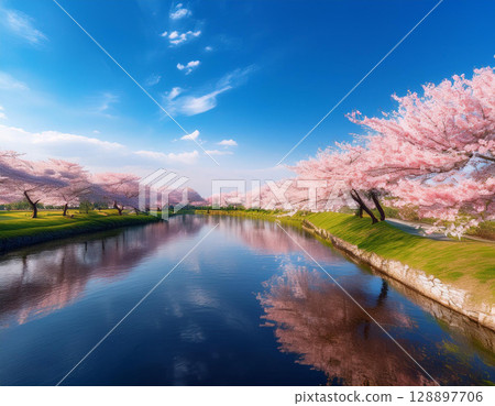 櫻花樹沿河圖解 128897706