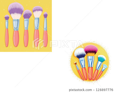 Vsai set of makeup brushes for applying foundation, blush, and eyeshadow 128897776