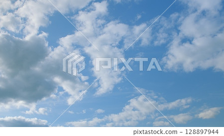 A Beautiful and Serene Sky Filled with Fluffy Clouds on a Bright, Clear Day of Joy A Beautiful and Serene Sky Filled with Fluffy Clouds on a Bright, Clear Day of Joy 128897944