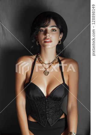 Portrait of a woman in sexy lingerie Portrait of a woman in sexy lingerie 128898149
