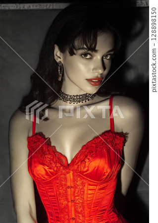 Portrait of a woman in sexy lingerie Portrait of a woman in sexy lingerie 128898150