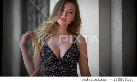 Portrait of a woman in sexy lingerie Portrait of a woman in sexy lingerie 128898153