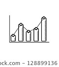 growing bar graph in black on a white background 128899136