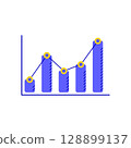 growing bar graph in blue on a white background 128899137