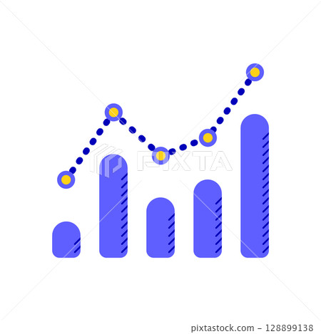 growing bar graph in blue on a white background 128899138