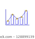 growing bar graph in blue on a white background 128899139