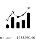 growing bar graph in black on a white background 128899140