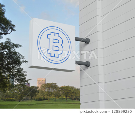 Choosing bitcoin concept, 3D rendering 128899280