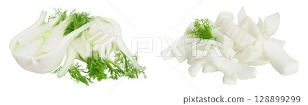 fresh fennel bulb half isolated on white background with full depth of field fresh fennel bulb half isolated on white background with full depth of field 128899299