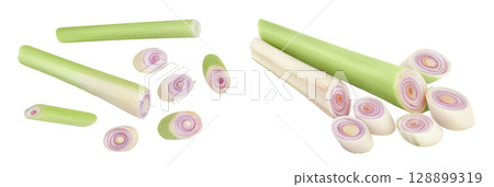 Fresh Lemongrass isolated on white background . Top view. Flat lay 128899319