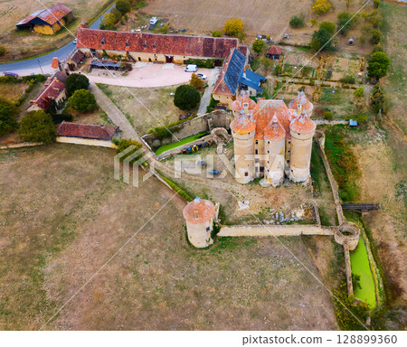 View of gorgeous castle Chateau Sarzay View of gorgeous castle Chateau Sarzay 128899360