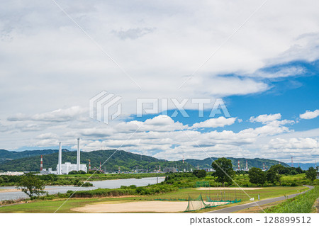 枚方市淀川的夏日風景 枚方市淀川的夏日風景 128899512