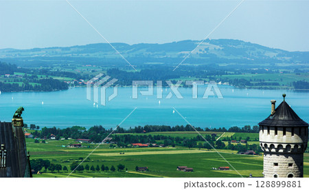 Schwangau village in Bavaria, southern Germany,view from Neuschwanstein castle Schwangau village in Bavaria, southern Germany,view from Neuschwanstein castle 128899881