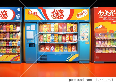 Game background: A market with many vending machines 128899891