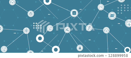 Cloud concept circuit technology background and network security 128899958