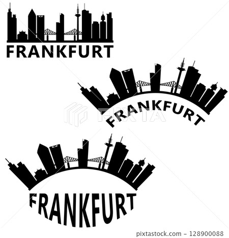 Frankfurt city skyline silhouette. Frankfurt skyline sign. Frankfurt Germany Skyline city design. flat style. 128900088