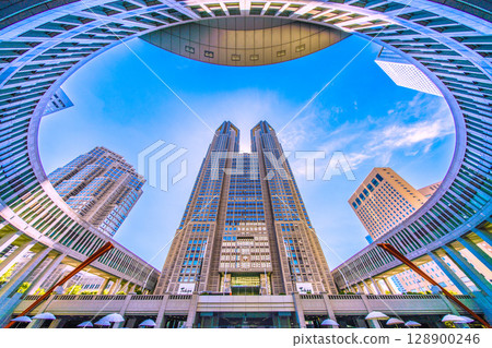 Tokyo cityscape in Japan: View of the Tokyo Metropolitan Government Building and other areas...towards a new era 128900246