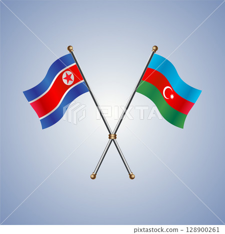 North Korea and Azerbaijan flag. Vector Illustration North Korea and Azerbaijan flag. Vector Illustration 128900261