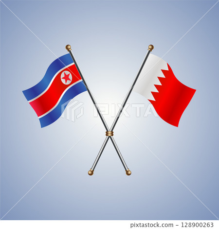 North Korea and Bahrain flag. Vector Illustration North Korea and Bahrain flag. Vector Illustration 128900263