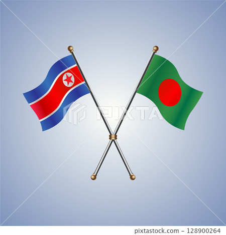 North Korea and Bangladesh flag. Vector Illustration 128900264