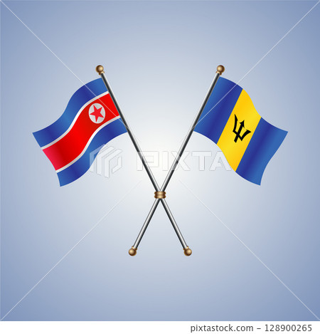 North Korea and Barbados flag. Vector Illustration North Korea and Barbados flag. Vector Illustration 128900265