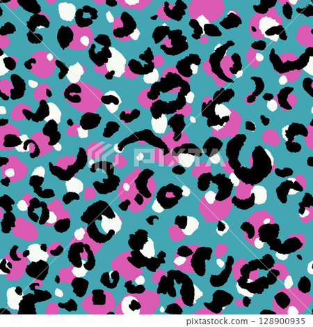 Abstract modern leopard seamless pattern. Animals trendy background. Color decorative vector stock illustration for print, card, postcard, fabric, textile. Modern ornament of stylized skin Abstract modern leopard seamless pattern. Animals trendy background. Color decorative vector stock illustration for print, card, postcard, fabric, textile. Modern ornament of stylized skin 128900935