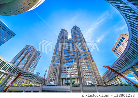 Tokyo cityscape in Japan: View of the Tokyo Metropolitan Government Building and other areas...towards a new era Tokyo cityscape in Japan: View of the Tokyo Metropolitan Government Building and other areas...towards a new era 128901258