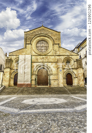 Scenic facade of the ancient Cosenza's Cathedral, Italy Scenic facade of the ancient Cosenza's Cathedral, Italy 128901296